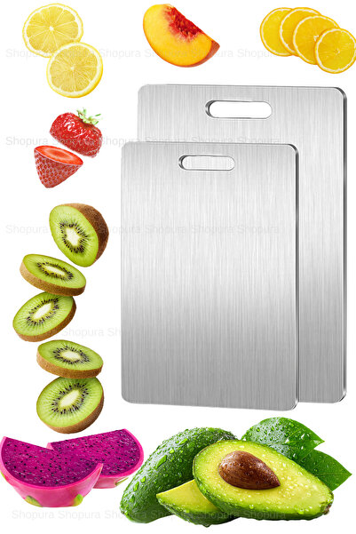 Shopura 2 Pcs Stainless Steel Cutting Board Surface Cutting Board