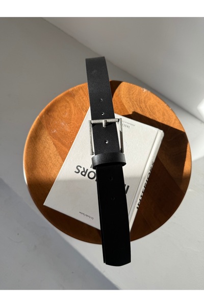 coaksco Women's Tin Square Buckle Black Belt