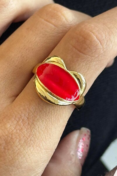TAKIŞTIR Gold Color Lip Figured Adjustable Ring