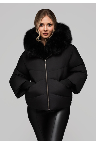 OMBRE Insulated Women's Jacket with Fur OW-JAHP-0102 - Black