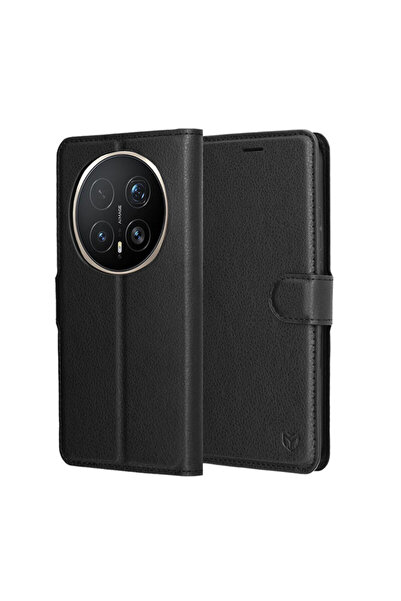 Techsuit Husă Folio din piele pentru Honor Magic8 Pro, neagră