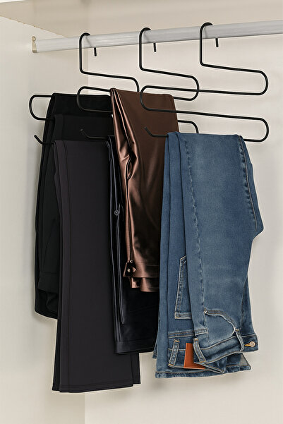 Orvila Black 5-Section Metal Clothes Rack - Clothes Pants Scarf Outfit Wardrobe Organizer