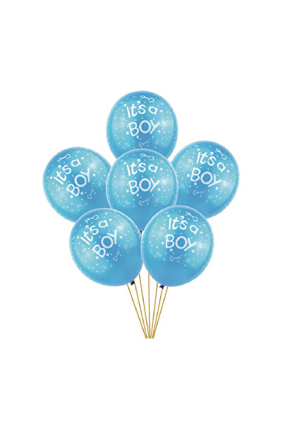 Mirific Party Set of 6 party latex balloons white, blue, TZ5196, it's a boy, 30 cm