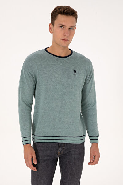 U.S. Polo Assn. Men's Comfort Fit Collar Detailed Mint Sweatshirt 50315022-Vr090