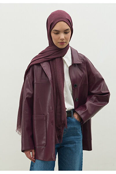 Fresh Cashmere Textured Shawl Mürdüm