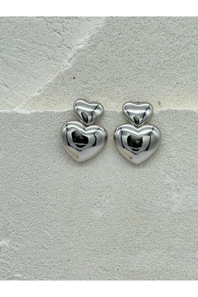 AUBRA Capella Trace Xuping Women's Steel Heart Earrings Non Tarnish Antiallergic Silver Color
