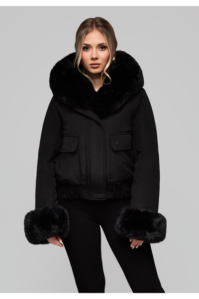 OMBRE Women's Jacket with Removable Fur OW-JALP-0100 v1 - Black