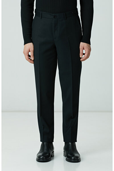 Network Siyah Kemerli Yün Karışımlı Pantolon