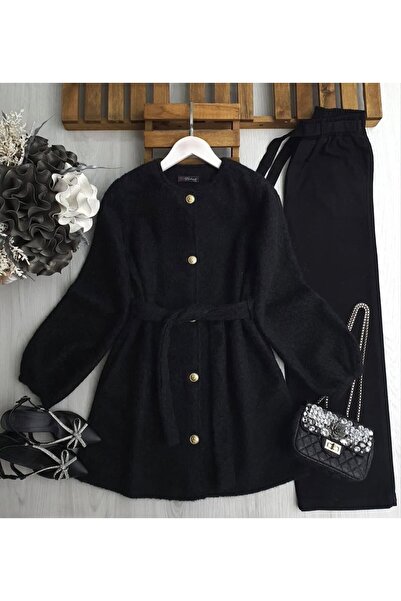 TrendParis Palton cu cusături cu centuri