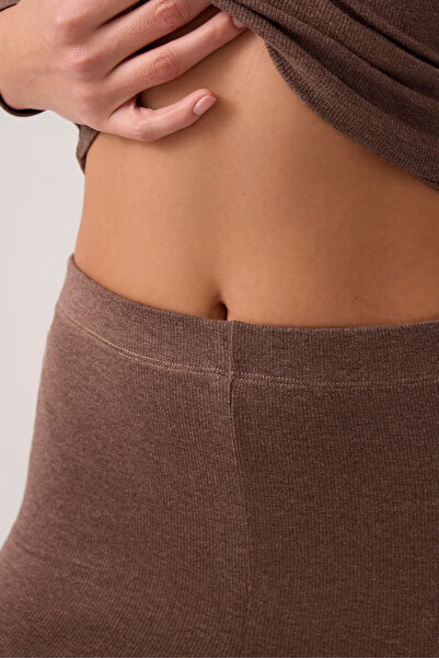 Los Ojos X Ece Brown Modal Fabric Long Sleeve Tracksuit Pajama Set Ribbed Pj2