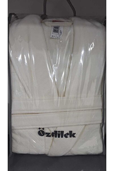 Özdilek Seri Sonu Pvc Çantalı Tekli Bornoz %100 Pamuk M Beden Krem Daire Detaylı