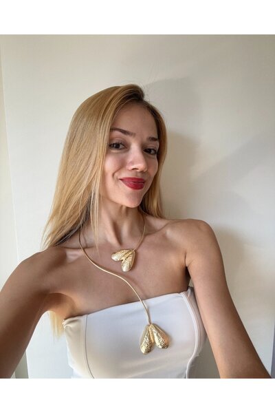 SOPHELIA ACCESSORIES Midye Büyük Ayarlanabilir Altın Kaplama Choker Kolye