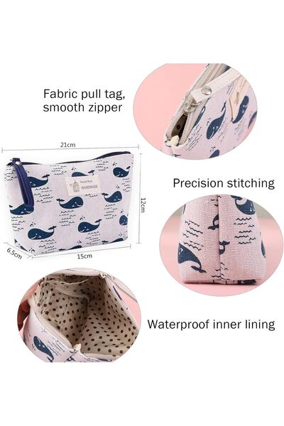 NALACAL 3-Piece Printed Fabric Makeup Bags Set with Zipper – Travel Cosmetic Pouches for Women & G
