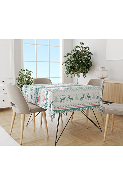 Evmila Față de masă digitală cu imprimeu cu model de cerb tematic de Anul Nou