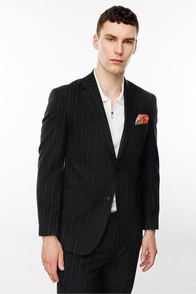 İgs Erkek Siyah Barı (4 Drop) / Geniş Kalıp Geniş Mono Takım Elbise