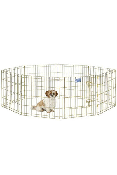 Midwest حظيرة تمارين قابلة للطي من الزنك الذهبي مع باب للكلاب