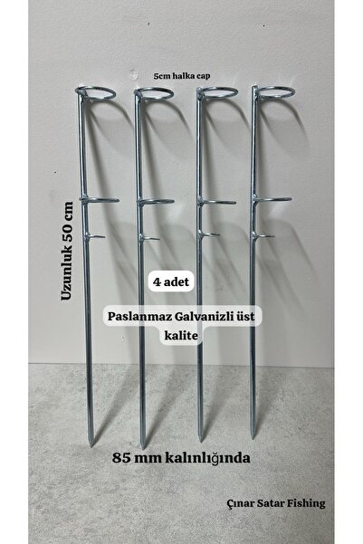 ÇINAR SATAR Olta Ayağı , Olta Tutucu , Olta sabitleme demiri 4 ADET Galvanizli Paslanmazdır