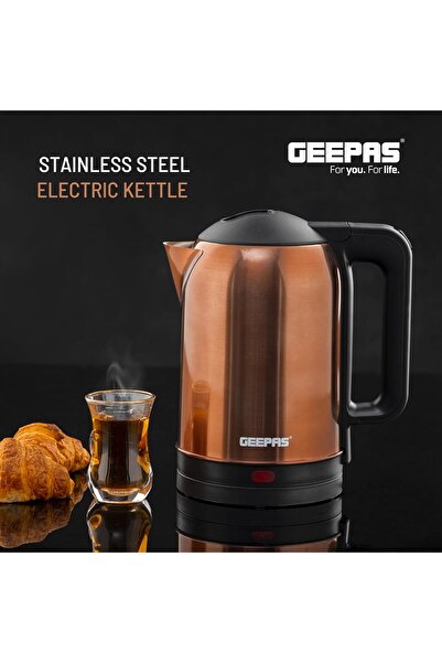 Geepas Brown Stainless Steel Electric Kettle GK38053, 1.8 L