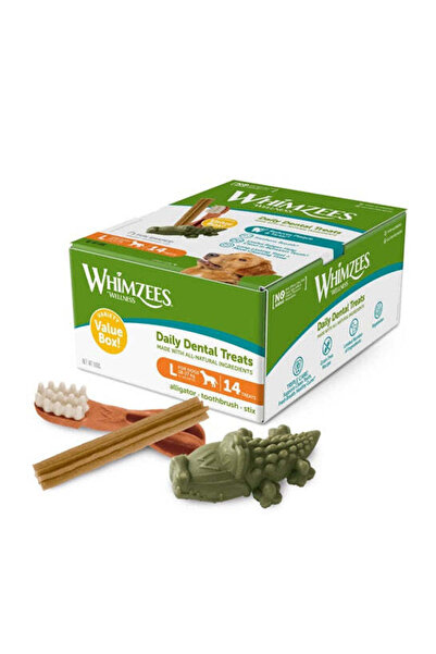 Whimzees مجموعة متنوعة من علكات الأسنان للكلاب الكبيرة - صندوق اقتصادي - 14 قطعة