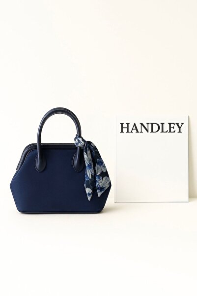 Handley حقيبة يد فاخرة من جلد الغزال مع وشاح صغير