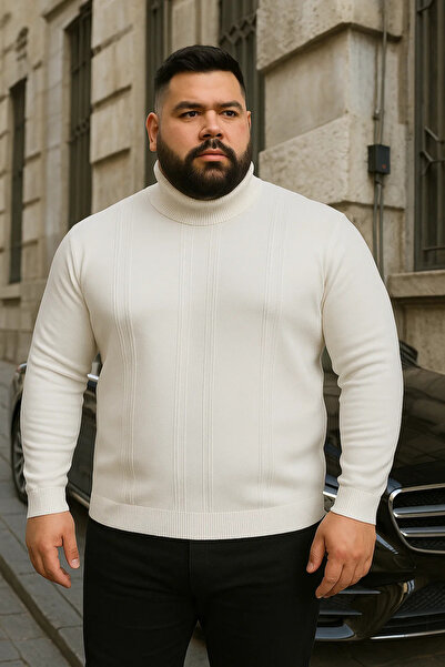 Maccali Ανδρικό πλεκτό πουλόβερ με ρίγες σε λευκό χρώμα