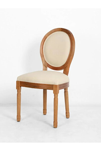 BEC13 Classic dining chair | Upholstered oval back and creamy beige fabric