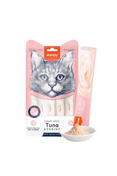 Wanpy Creamy Lickable Cat Treats Tuna & Shrimp 5x14g