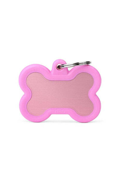 My Family Aluminum Bone ID Tag with Rubber - PINK/BIG