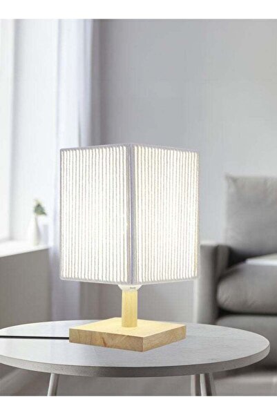 Nisf Alqamar Soft-lit Table Lamp with Wooden Base and Tri-color LED Bulb