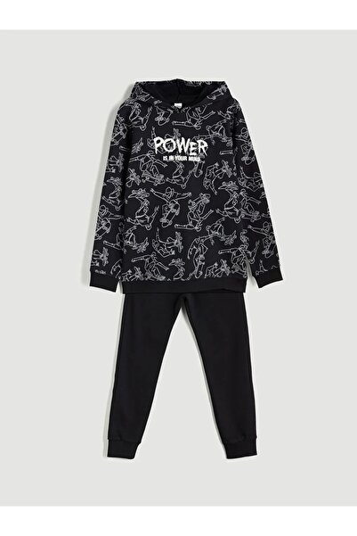 LC Waikiki Σετ φόρμας LCW Kids με μαύρη κουκούλα για αγόρια