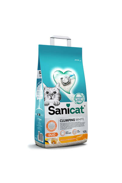 Sanicat Clumping White Duo Vanilla Mandarin Scented Cat Litter 10L