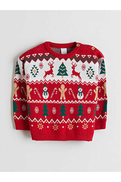 LC Waikiki Crew Neck Long Sleeve Christmas Themed Baby Boy