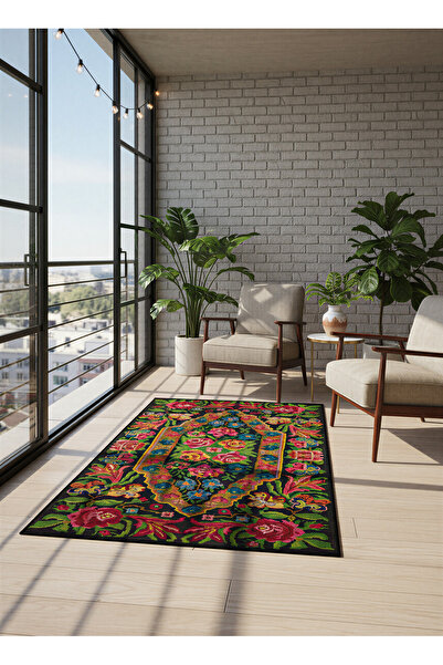 Rose'n Home Arte HD018 Çiçek Desenli Dekoratif Şönil Dokuma Halı Salon Mutfak...