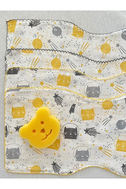 MASALBABY 4-Pack 100% Cotton Organic Colored Muslin Baby Shoulder Cover / Mouth Wipe / Bath Sponge Gift