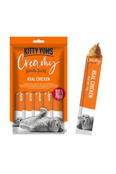 Kitty Yums Creamy Real Chicken Lickable Cat Treats 5x15g