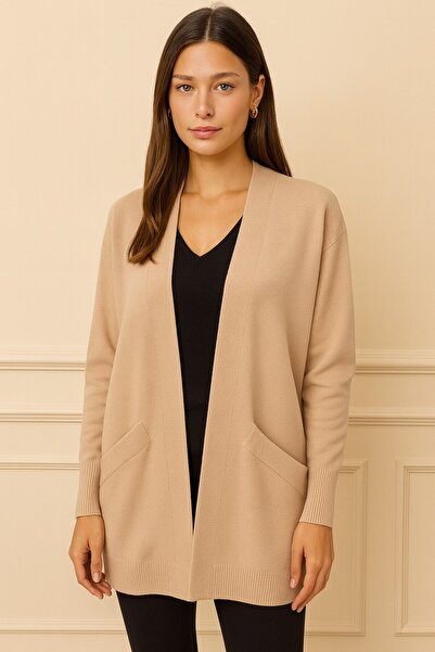 Okçu Triko Short-Detail Knitwear Jacket-26K74043-Beige-04