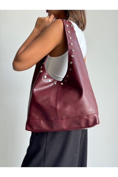 KIRASE Stylish and Classic Model Shoulder and Hand Bag with Staple Detail