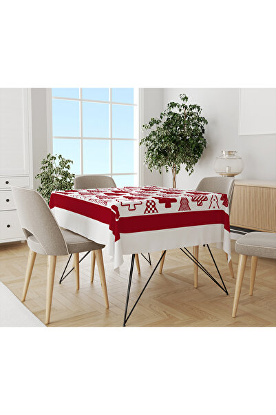 Evmila Față de masă digitală cu imprimeu cu model de brad tematic de Anul Nou