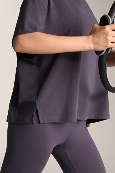 Oysho Boxy short-sleeve cotton blend T-shirt