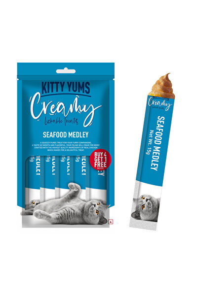 Kitty Yums Creamy Seafood Medley Lickable Cat Treats 5x15g