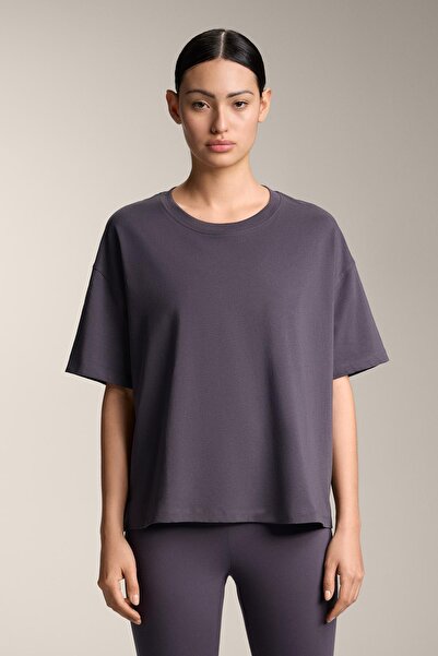 Oysho Boxy short-sleeve cotton blend T-shirt