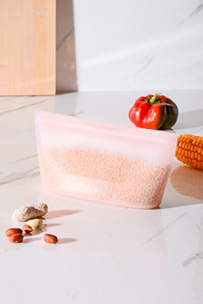 Le murano Mood Air Tight Lockable Silicone Storage Bag 450 ml |   Pink