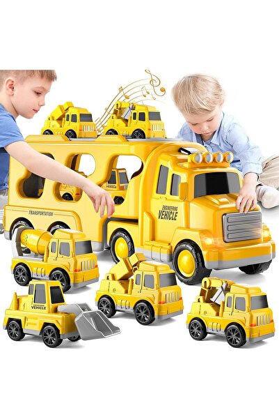 Saharaz مجموعة ألعاب شاحنة نقل سيارات هندسية حفارات جرافات شاحنات