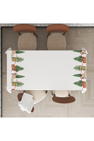 Evmila Christmas Themed Pine Tree Patterned Digital Printed Tablecloth