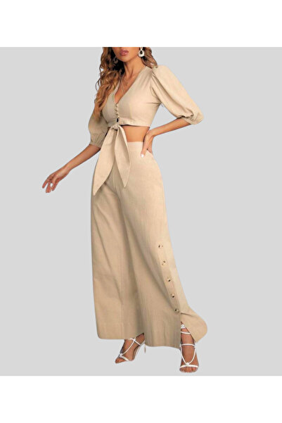 MQ Women's two-piece set: stylish pants with a cropped top