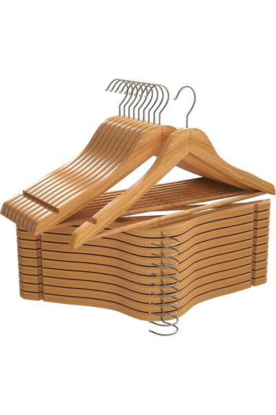 Utopia Home شماعات خشبية فاخرة - (عبوة من 20 قطعة) - شماعات بدلات - لمسة نهائ...