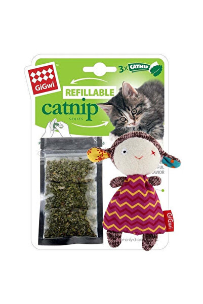 Gigwi لعبة قطط على شكل خروف مع عشبة النعناع البري القابلة لإعادة التعبئة