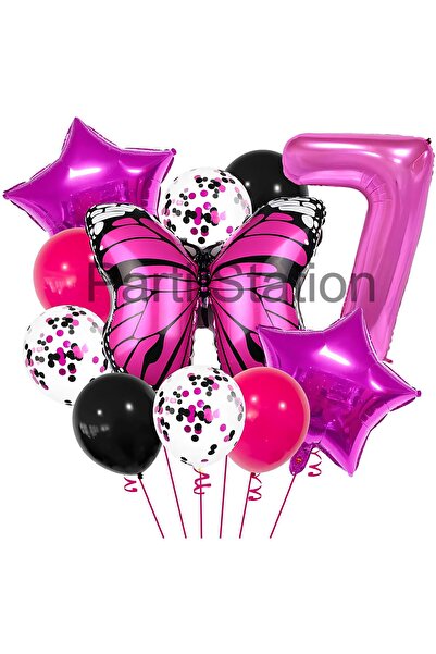 Parti Station Pink Butterfly Concept 7 Year Old Balloon Set Butterfly Theme B...