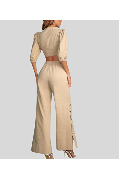 MQ Women's two-piece set: stylish pants with a cropped top