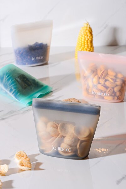 Le murano Mood Air Tight Lockable Silicone Storage Bag 250 ml |   Gray